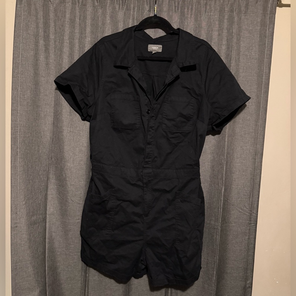 Torrid Black Utility Shorts Jumpsuit